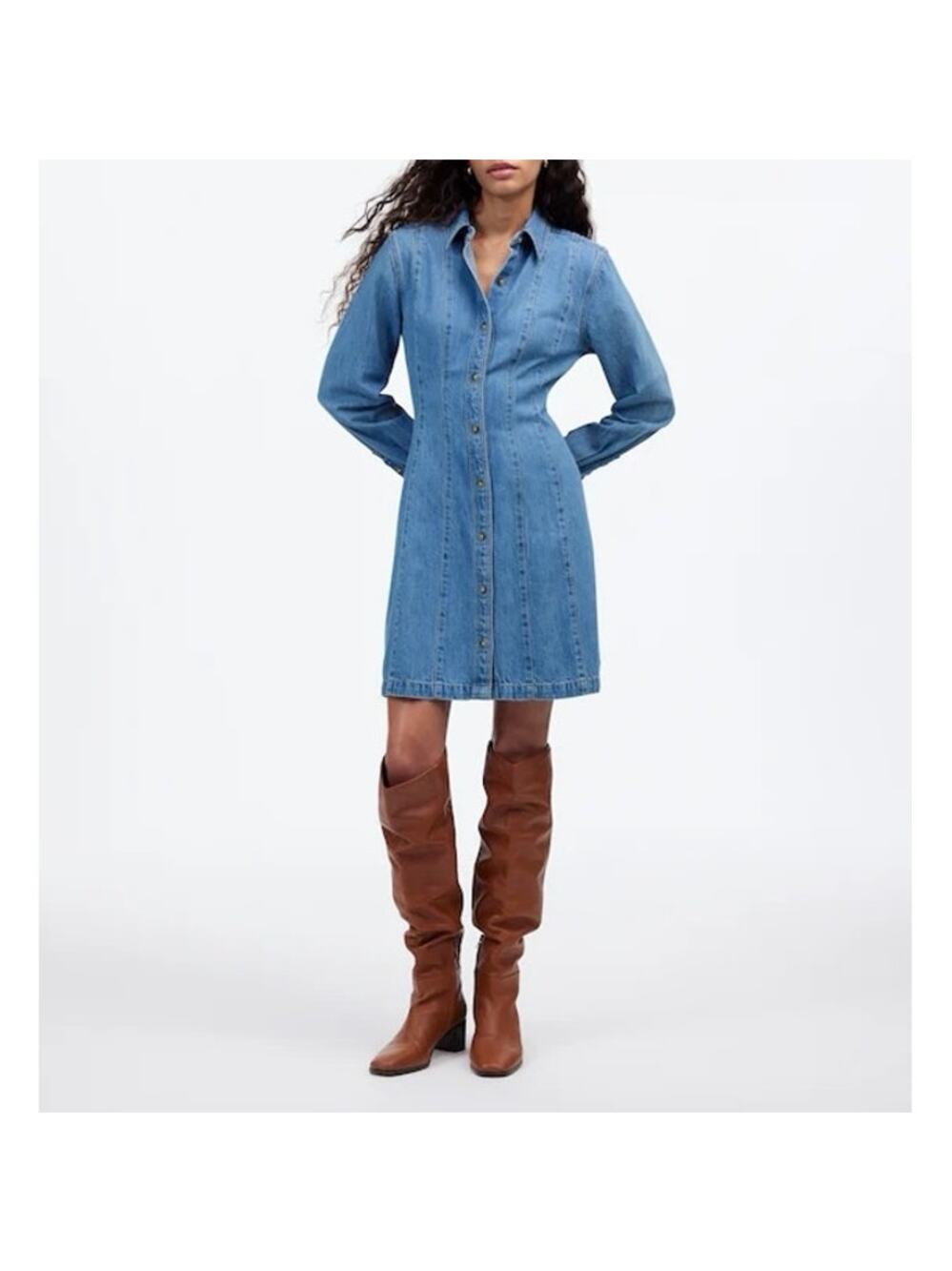 Madewell Seamed Mini Dress In Ramey Wash: Airy Denim Edition Size 2